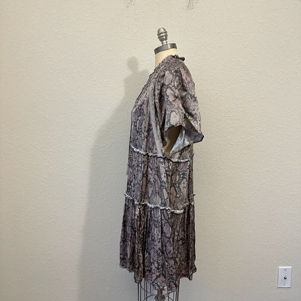 Karlie Python Tiered Shift Midi Dress W Tassel V-… - image 6